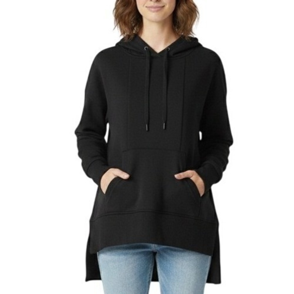 Athleta Triumph Hoodie Women Size Small Black High-Low Hem Athleisure 597965-01